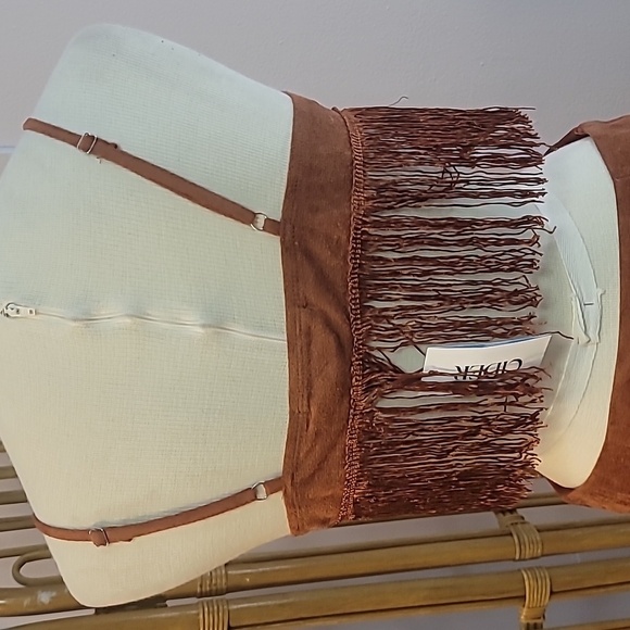 Cider brand brown skirt and crop top fringe set top small skirt large mini skirt - Picture 7 of 15